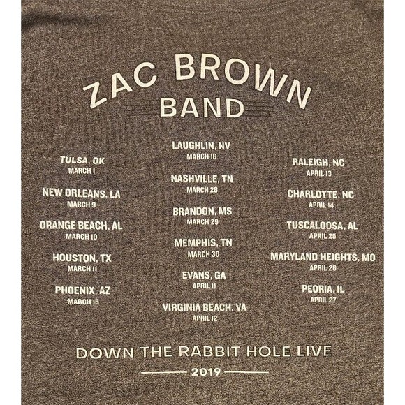 Zac Brown Band Down The Rabbit Hole Live Tour Women's Shirt Size Large - Picture 5 of 5
